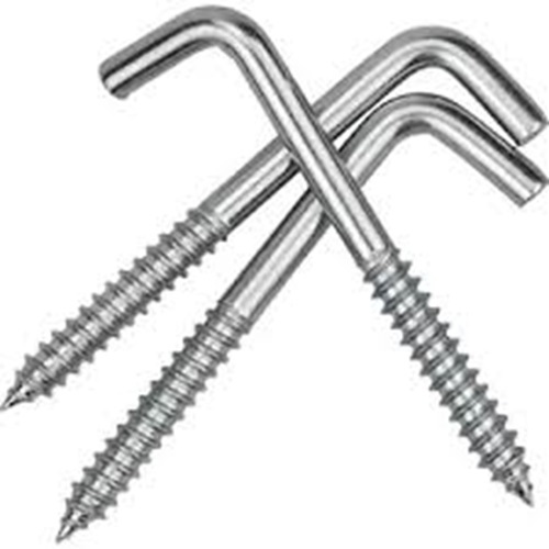 L Hook Screws - Carbon Steel Standard Size Polished Silver Finish | High Strength Rust and Water Resistant Easy to Install
