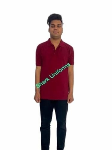 Maroon Men Collar T Shirt