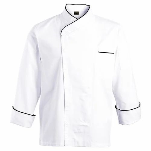 Men's Full Sleeves Chef Coat - Cotton Material, Large Size, White Color | Regular Fit, Custom Collar, 1 Pocket, Suitable for All Seasons