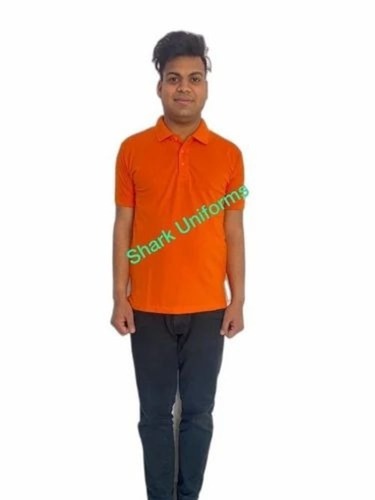 Orange Men Collar T Shirt