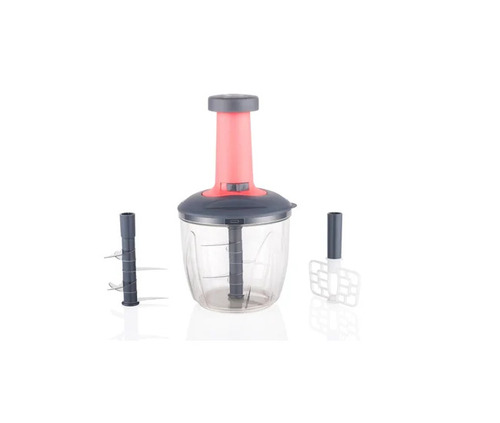 Plastic Hand Push Vegetable Chopper - Plastic Material, 900-1100 ml Capacity, Black & Transparent Colors | Features: Easy Vegetable Chopping, Corrosion Resistant