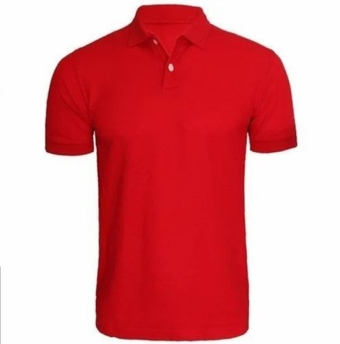 Cotton Polo T-Shirt - Large, XL Size | Red Color, Short Sleeves, Plain Design, Good Quality, Handwash & Machine Wash