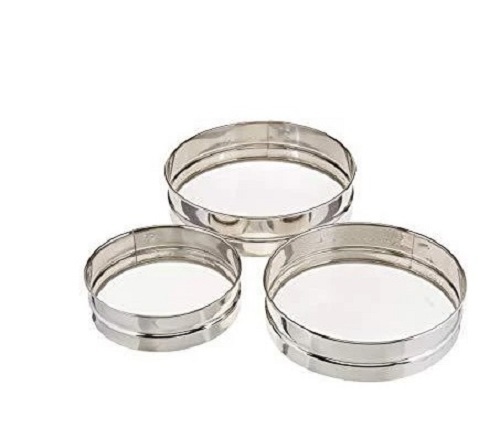 Stainless Steel Flour Sieves Set - Round Shape, Various Sizes Available, Silver Color | Lightweight, Easy to Use, Tested for Quality Standards