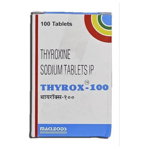Thyrox Thyroxine Sodium Tablet - 100mcg Dosage Form, Prescription Required | Supports Adult And Aged Patients, Storage: Cool And Dry Place, Protect From Light