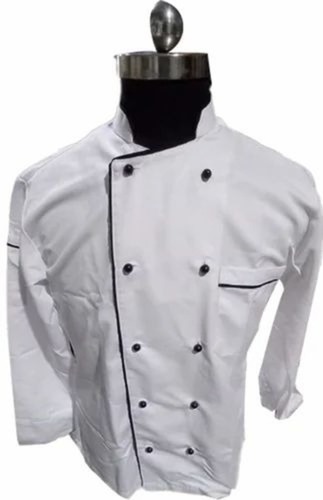 White Cotton Chef Coat - Long Sleeve, Regular Fit, One Pocket | Unisex, Customized Collar, Plain Button, Excellent Quality