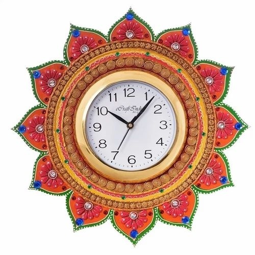 Wooden Handcrafted Wall Clock - Round, Quartz Mechanism | Multiple Colors, Ideal for Gifting by Eunoia Crafts