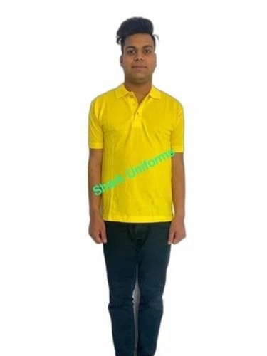 Yellow Men Collar T Shirt