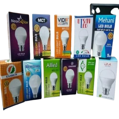 Customized Led Bulb Box - Paper Material, Die-cut Design, Gloss Varnish Finish, Custom Printed, Weight Capacity Under 2 Kg