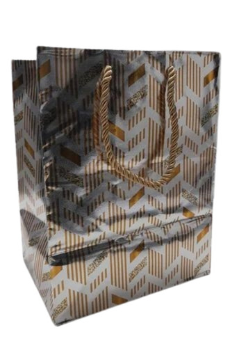 Golden Designer Paper Bag - Handmade Art Paper, 8" x 9" x 3", Multicolor | Biodegradable, Moisture Proof, Recyclable, Rope Handle, 2 kg Max Load