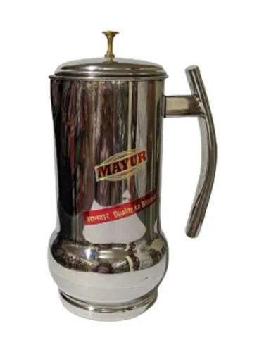1400ml Stainless Steel Water Jug - Stainless Steel, 1400 Ml, Silver | Polished Surface Finish, Round Shape, Durable Metal Design