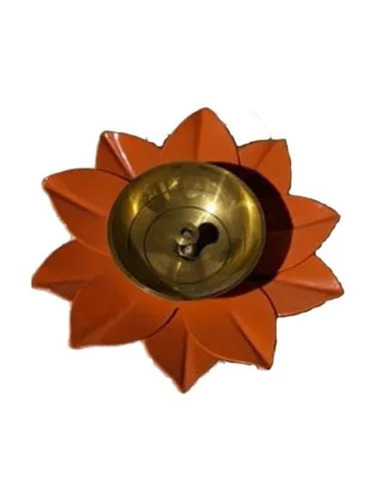 Brass Pooja Diya - Brass Material, Polished Finish, Orange & Golden Color | Long Lasting, Durable, Easy to Clean, Indian Style