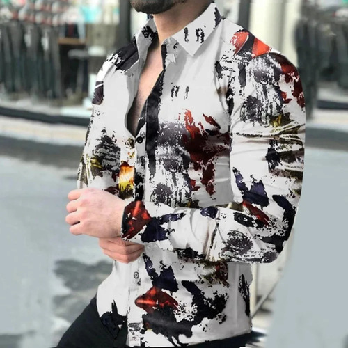 Mens Printed Cotton Shirt - Color: A