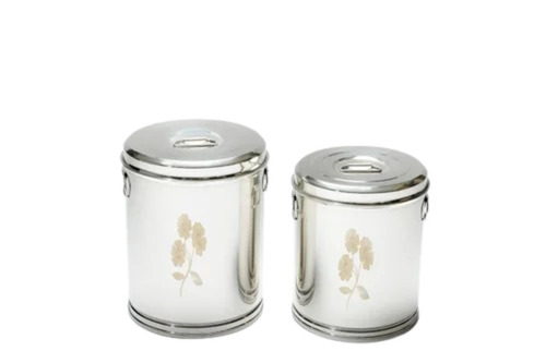Metal Storage Bin - Stainless Steel, Cylindrical Shape, Silver Color | Durable, Long Lasting Quality by Rajkamal
