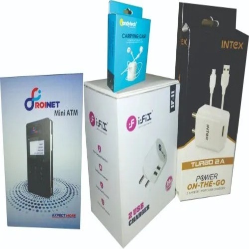 Mobile Accessories Packaging Box - Paper, Rectangular, Multicolor | Eco Friendly, Custom Printed For Electronic Industry