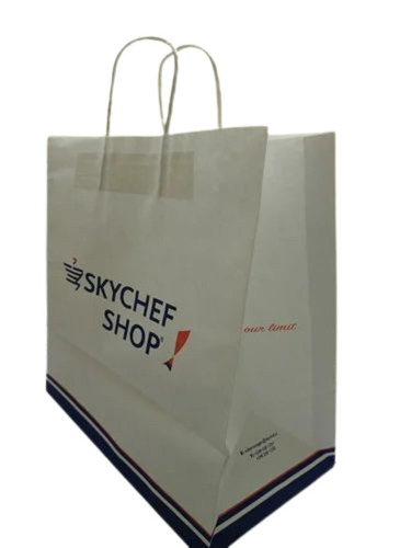 Handmade Printed Shopping Bag - 1 Kg Capacity, 350 GSM White, Recyclable and Biodegradable with Rope Handle