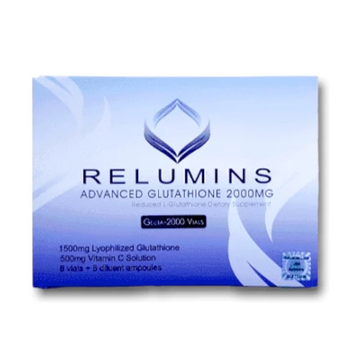 Relumins 2000mg Advance Glutathione Skin Whitening Injection - 8 Sessions, Liquid IV Infusion for Men & Women, Non-Prescription, Contains Antioxidants and Vitamin B Complex