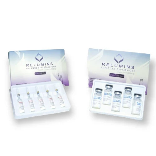 Relumins 3500mg - Glutathione Injection for Skin Whitening | Vegan, Dermatologist Tested, No Side Effects, Weekly IV Infusion, Brightening Formula