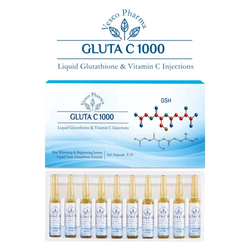 Vesco Pharma Gluta C 1000Mg & Vitamin C Skin Whitening Injection - Dosage Form: Liquid
