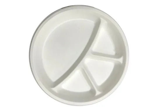 11 Inch 4 Compartment Disposable Sugercane Bagasse Round Plate