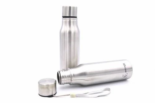 500 Ml Ss Water Bottle - Metal, 500 Milliliter Capacity, Silver Color, Round Shape, Screw Cap Sealing Type | Brand Four Brothers, Good Quality