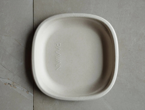 6 Inch Square Brown Bagasse Sugarcane Biodegradable Plate - 6 Inch Size, Brown Color | Eco Friendly, Disposable, Ideal for Events and Parties