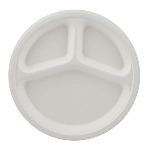 Biodegradable 3 Compartment Round Plates