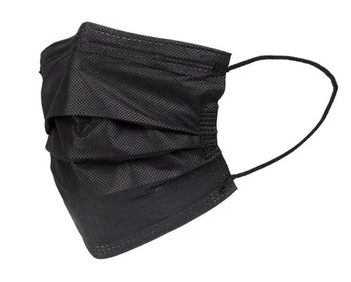 Black Plain Non Woven Face Mask - Waterproof: No