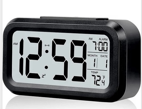 Digital Sensor Light Clock - Various Sizes, Rectangular Black Design | Tested on Quality Parameters, Low Maintenance, Great for Gifting