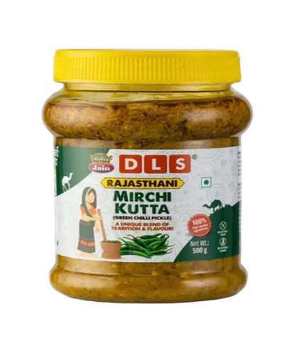 Green Chilli Pickles - 500g, Salty and Spicy Flavor with Oil Preservation Process, Perfect for Home and Hotel Enjoyment