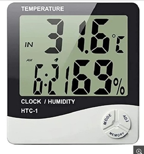 Humidity Clock - Digital, Various Sizes Available, Rectangular Shape, Black Color | Lightweight Design, Low Maintenance, Quality Tested, Ideal for Gifting