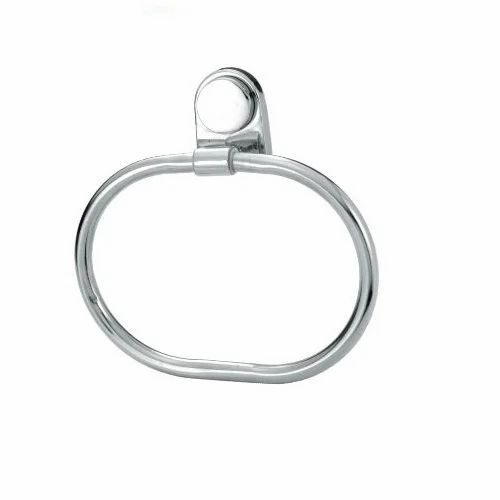 Polished Steel Towel Ring - Stainless Steel, Oval, Customized Size | Silver Color, Wall Mounted, Glossy Finish, 5kg Capacity, Durable, 5-Year Warranty