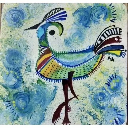 Printed Tea Coaster - Acrylic, Square 3.50x3.50, 4x4, 5x5 Inch | Six Piece Set with Stand, Boxed Packaging, Coated Finish, Printed Pattern