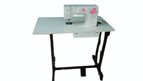 Sewing Machine Table - Metal Frame, Polished Wood Finish | Anti-slip Base, Lockable Wheels, Tiltable Surface