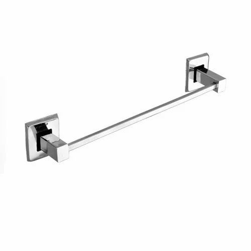 Square Towel Rod - 24 Inch, Stainless Steel | Durable, Glossy Finish, Wall Mounted, 5 Year Warranty, Fine Finished, Silver Color, 2 Hooks