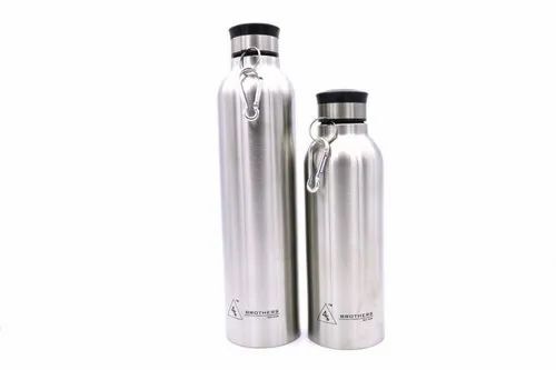 Ss Insulated Water Bottle - 750 Milliliter Capacity | Silver Metal, Round Shape, Screw Cap Sealing