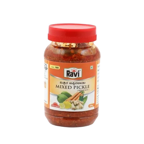 Tasty Mixed Pickle - Dry Natural Food in Piece Form | Tasty & Spicy Mixed Ingredients Preserved in Oil, Salty & Sour Flavor with 9 Months Shelf Life