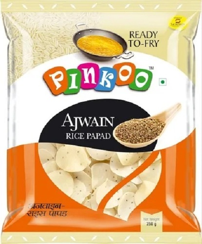 Ajwain Rice Papad - Crispy and Crunchy Vegetarian Snack | Salty Flavor, Suitable for All Ages, Food Grade Quality