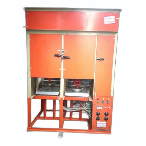 Automatic Double Die Disposable Plate Making Machine - Color: Orange