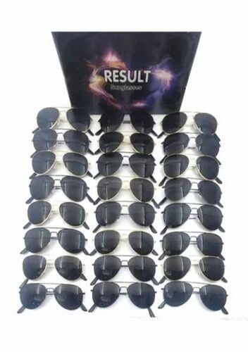 Black Aviator Sunglasses - Stainless Frame, Silver Color, Black Polycarbonate Lenses | Fashion Sunglasses for Men, Box Packaging