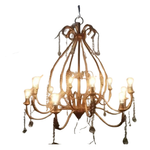 Crystal LED Hanging Chandelier - Brass Frame, Modern Design , Energy-Efficient Lighting with Elegant Crystal Details