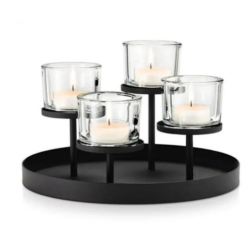 Decorative Metal Candle Holder - Iron 8 Inches Round Shape | Polished Finish Ideal for Holiday Decoration & Home Decor