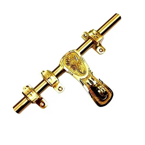 Designer Brass Aldrop - 12 mm Thickness, 8 Inch Size - Golden Color, Matte Finish, Suitable for Home and Hotel Door Fittings