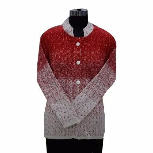 Designer Ladies Cardigan - Wool and Cotton Blend, Multi Color, Full-Length Sleeves, V-Neck Style, Regular Fit | Casual Everyday Wear with Solid, Striped, or Printed Patterns