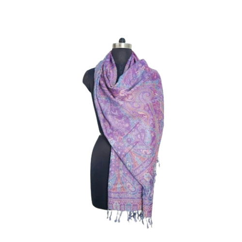 Merino Wool Long Jacquard Scarf - Multicolor, Machine Made | Warm, Cozy, Lightweight, Stylish Print for Women