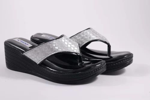 Fancy Ladies Slippers - Glitter Cloth and Airmix Sole, Size 7 to 11, Gray & Black Color, Multi-Color Versatile Design for Women