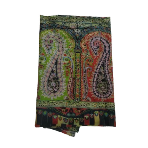 Kalamkari Embroidered Scarf - 70 Inches Long, Multicolor Wool and Pashmina Silk Blend | Handcrafted, Soft and Warm, Elegant Cultural Flair for Women