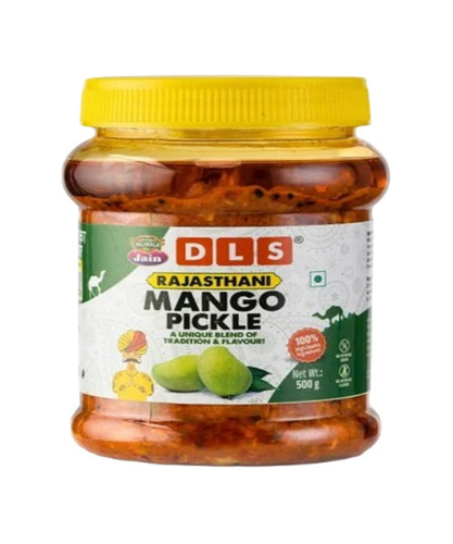 Fresh Mango Pickle - 500 Grams, Tasty & Spicy Flavor with Salty Notes, Oil-Preserved Pieces, 10 Months Shelf Life