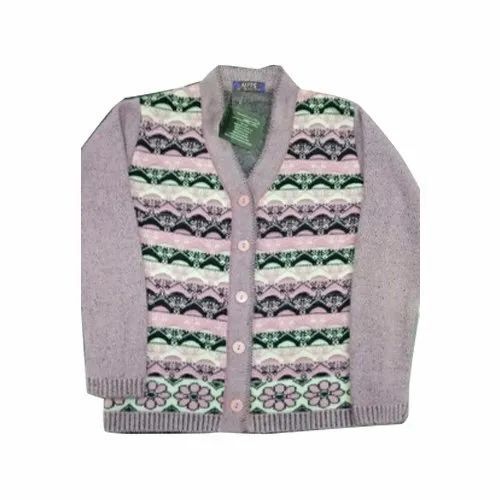 Ladies Casual Woolen Cardigan - Light to Medium Insulation, Multi Color V-Neck, Long Sleeves, Everyday Wear, Machine Washable, Waist-Length or Longline Design