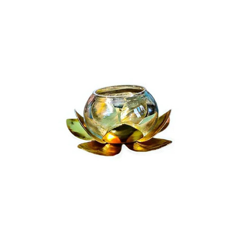 Lotus T Light Candle Holder - Iron, 5 Inch, Golden Color | Decorative Holiday & Home Decoration, Indian Metal Art