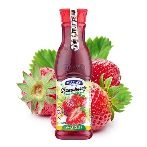 Malas Strawberry Crush - Liquid Fruit Juice, Bottle Packaging | Sweet Taste, Highly Pure Drinking Experience